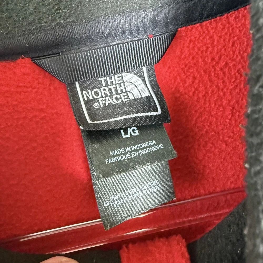 The North Face Jacket Men Large Red Black Fleece Coat Full Zip Fleece Colorblock